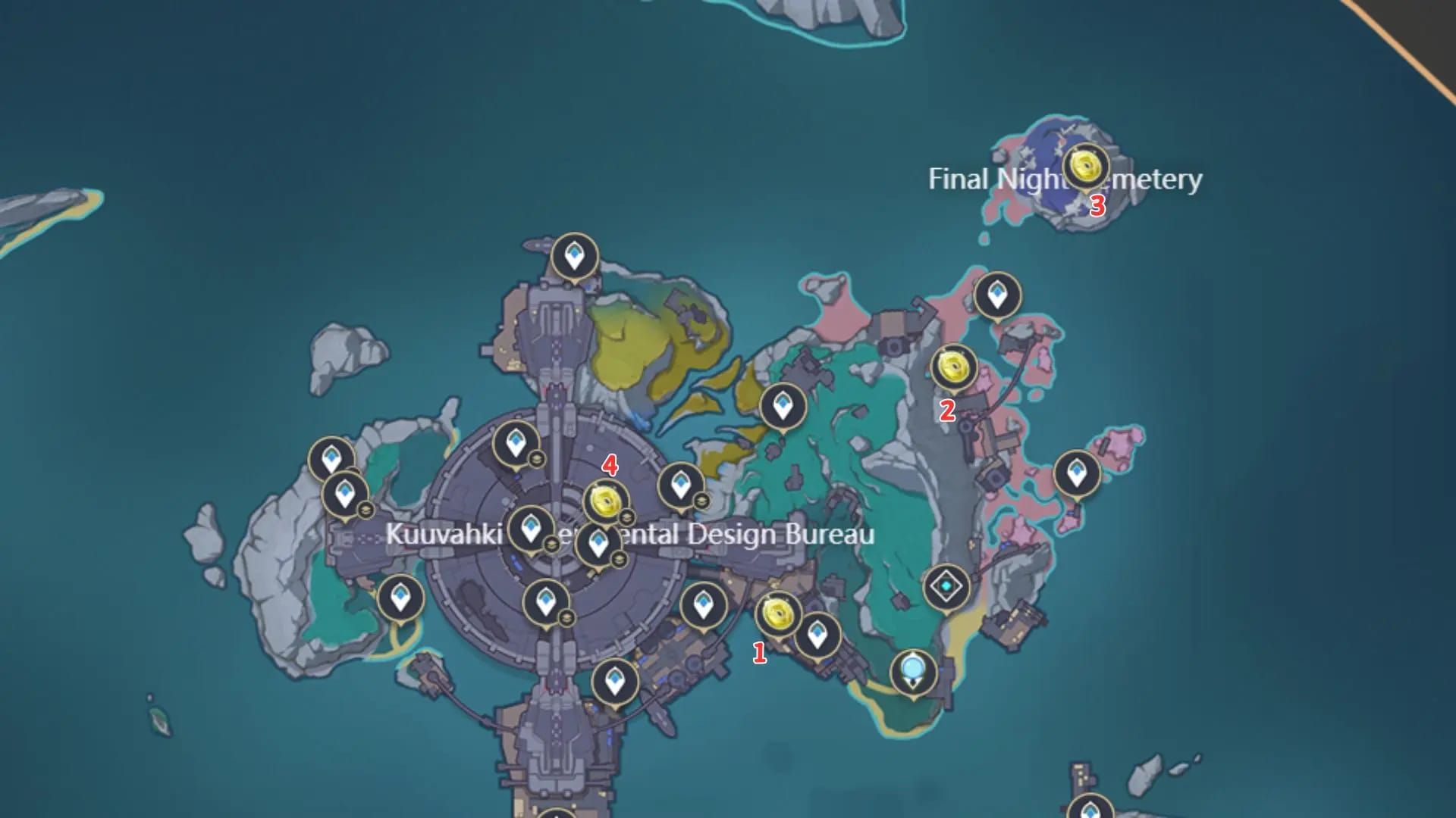 Genshin Impact map of underground Paha Isle location for Drzislav's Moving Castle boss