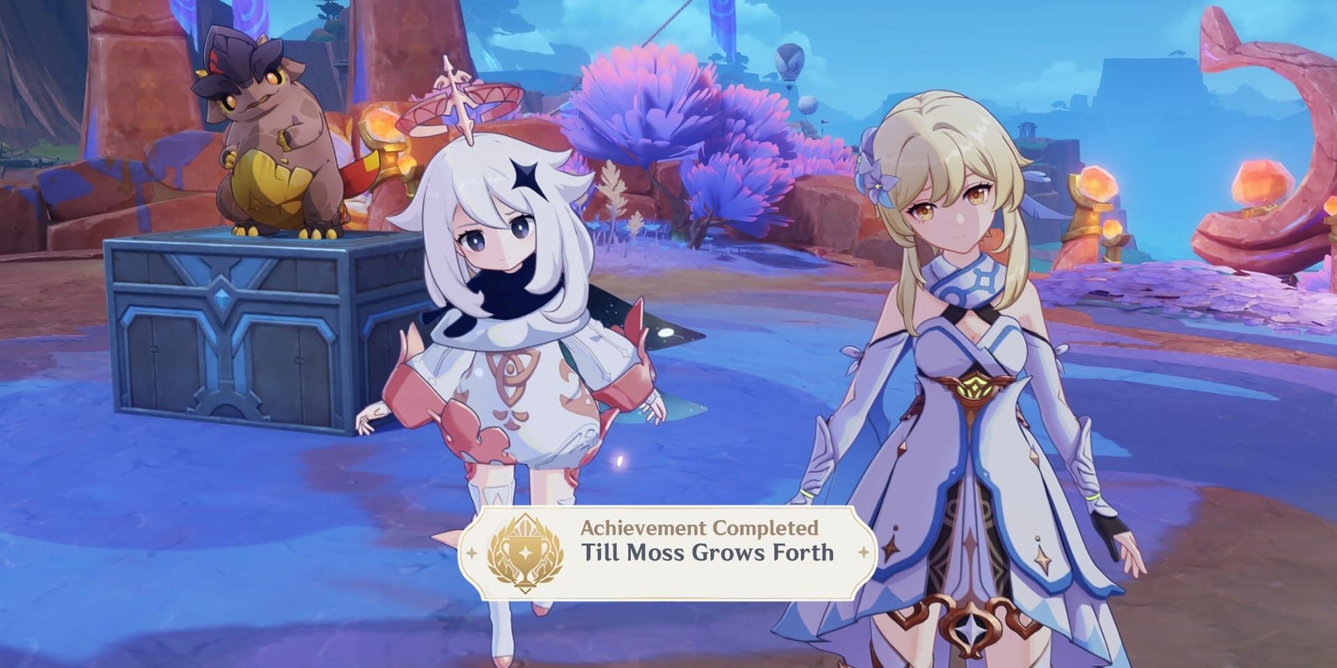 Genshin Impact achievement screen showing photography-related achievements and rewards