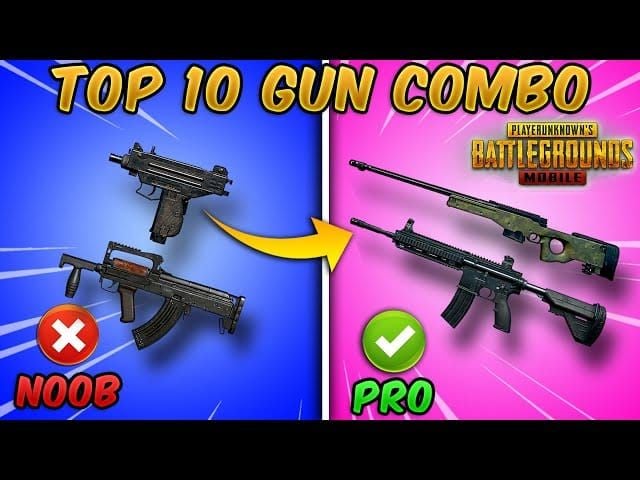 PUBG Mobile optimal weapon loadout showing assault rifles and SMGs for mission completion