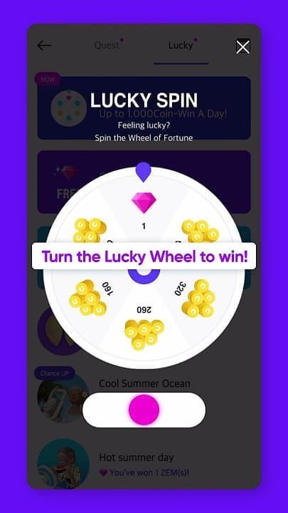 Интерфейс Lucky Spin в ZEPETO с вариантами наград ZEM и монетами