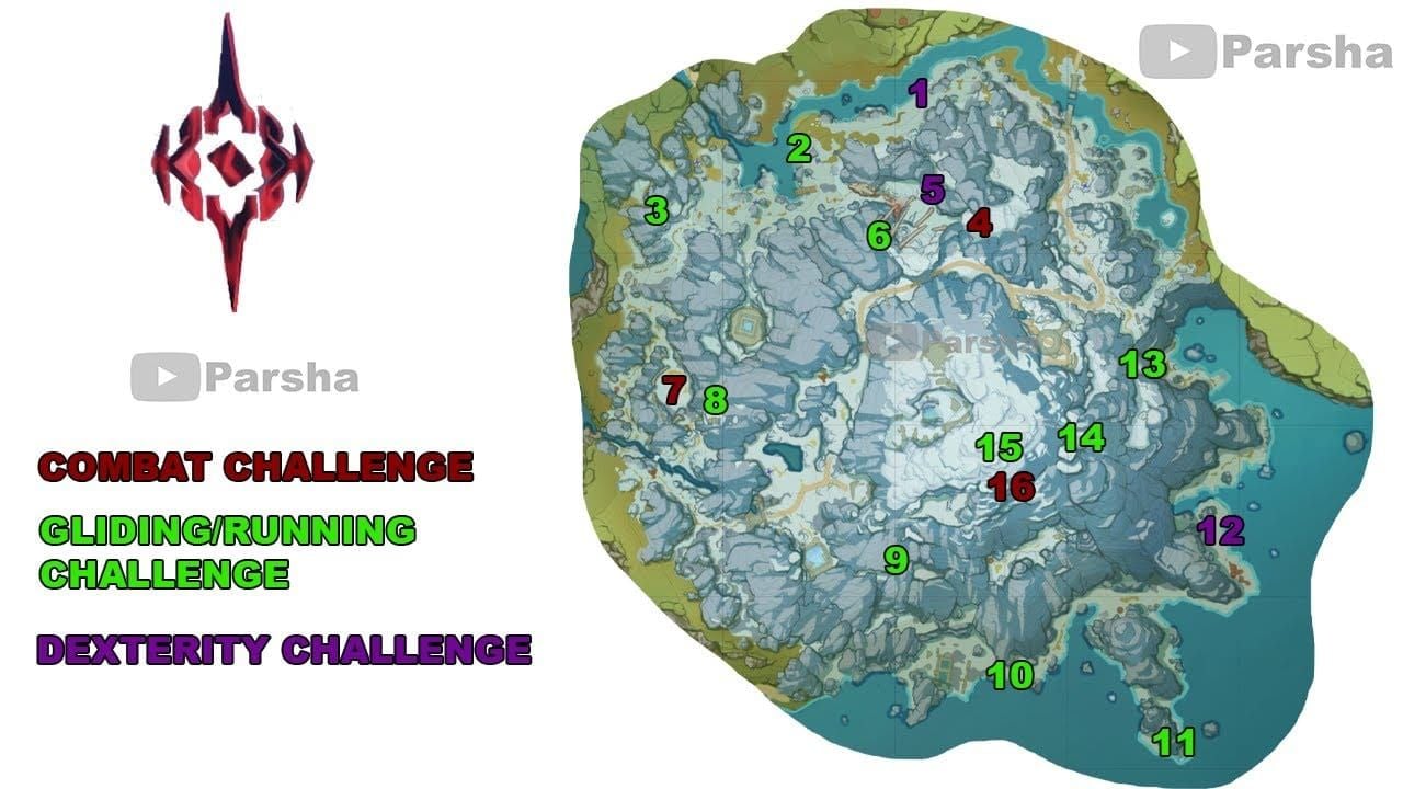 Dragonspine Cross Country challenges interface in Genshin Impact