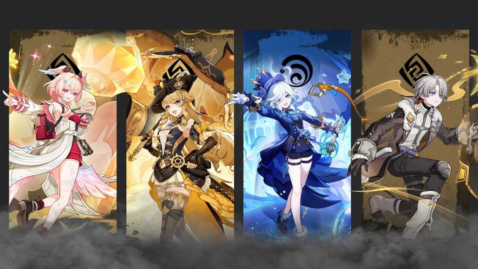 Скриншот F2P-команды с Линнеей, Навией и Фуриной в Genshin Impact