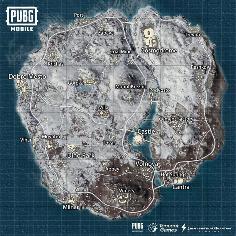 Карта PUBG Mobile «Морозная феерия» с ледяными поверхностями и снегоходами