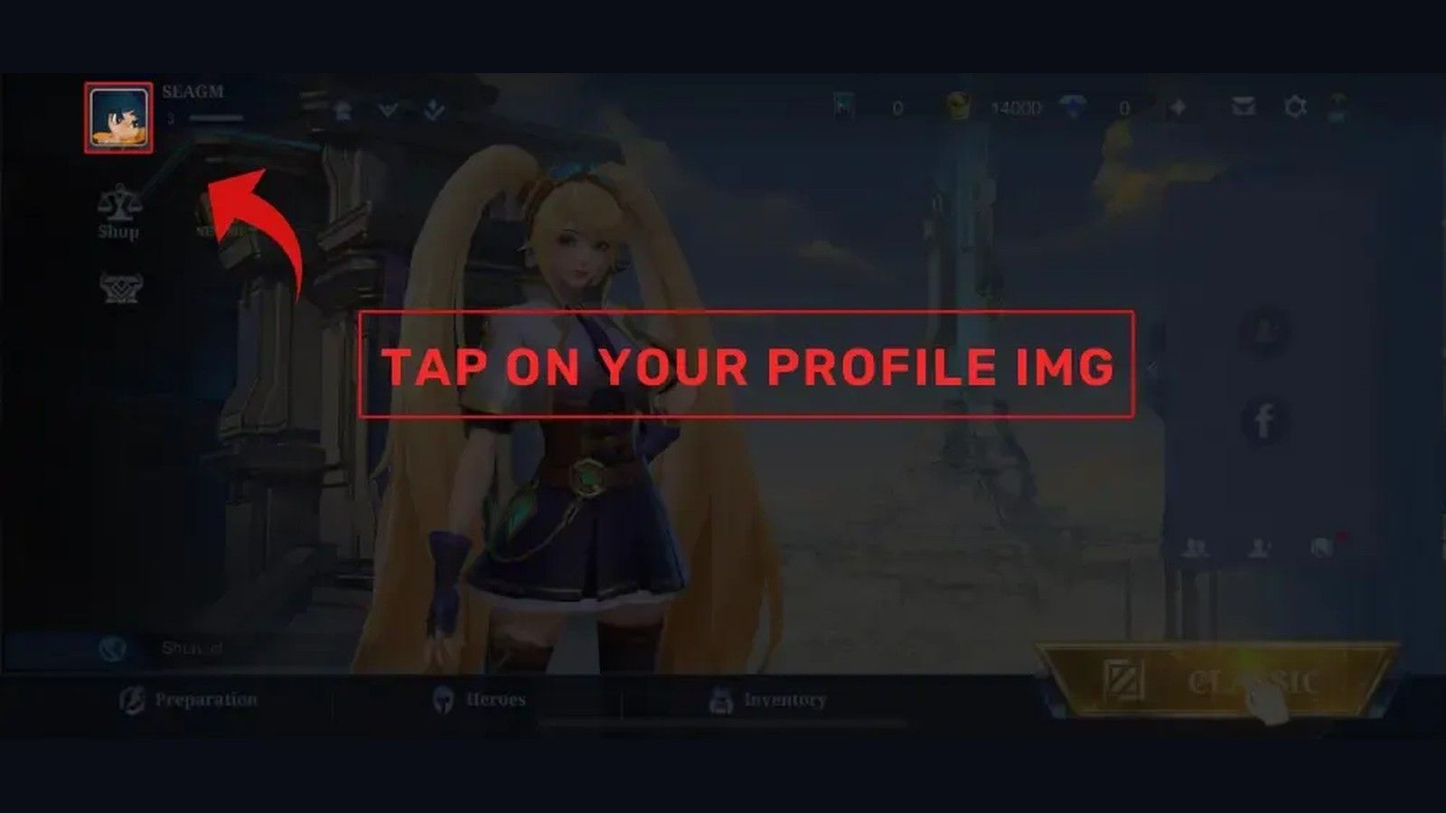 Как найти свой Player ID в MLBB: нажмите на иконку профиля в лобби