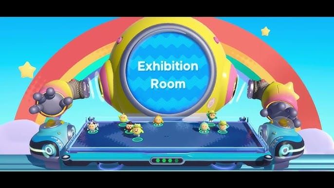 Eggy Party screenshot of Exhibition Hall Entrance Area with Jade Dragon Statue, Bronze Ding Vessel, and pottery fragments