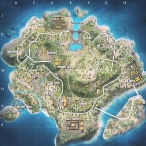 Free Fire OB52 Bermuda High School Clash Squad map with Cursed Energy locations