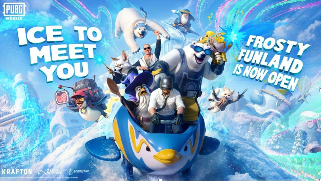 PUBG Mobile Frosty Funland visual landmarks guide with ice sculpture and Penguin Chests