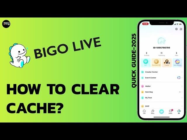 Android and iOS Bigo app cache clearing screenshots