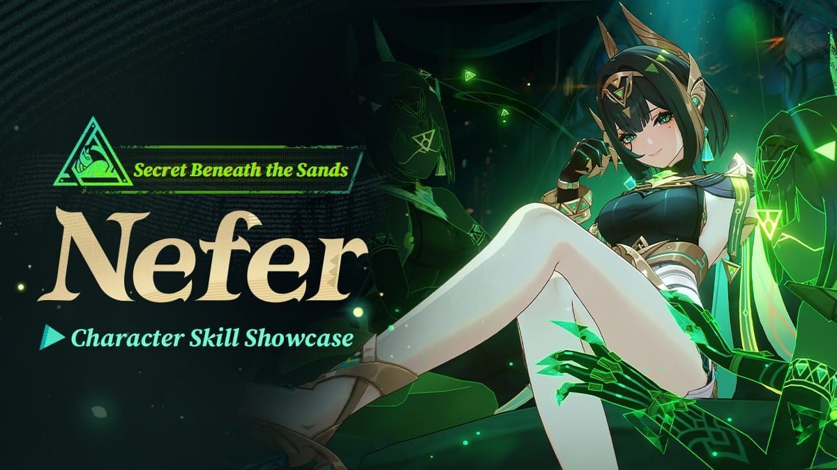 Genshin Impact character Nefer in combat using Lunar-Bloom abilities