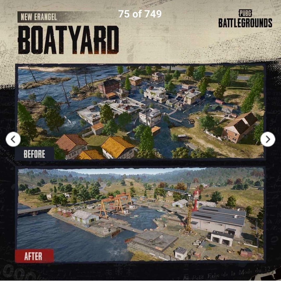 In-game screenshot of PUBG Mobile Boatyard POI in Frosty Funland with high loot