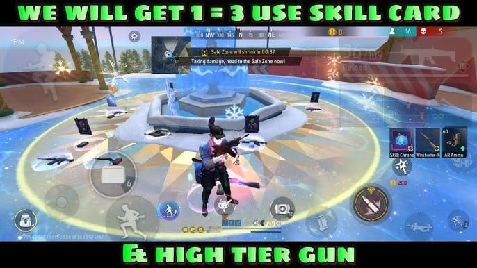 Интерфейс выбора Дримпорта Free Fire Winterlands, показывающий локации и концентрацию игроков