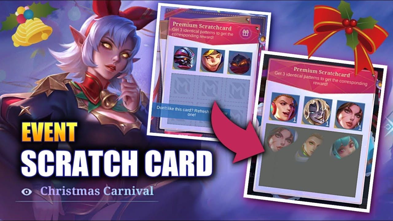 Mobile Legends scratchcard event interface showing daily login system