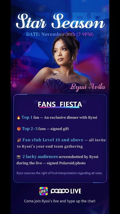 Poppo Live Ryssi Fiesta intimacy milestone tiers guide