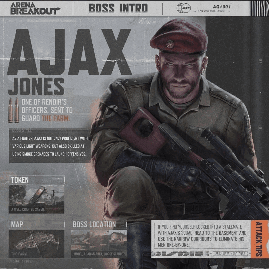 Arena Breakout Ajax boss character showing distinctive red beret and appearance for identification
