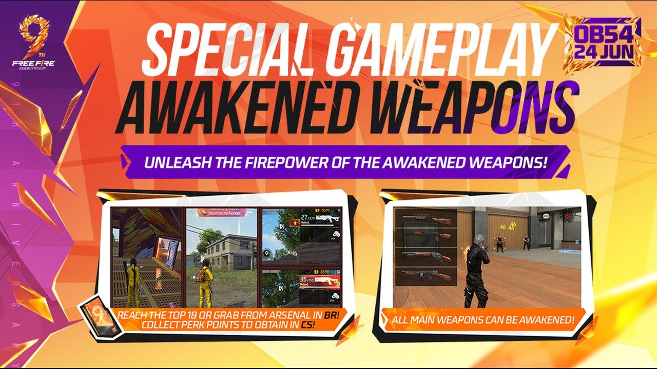 Официальный арт Free Fire OB54 с пробужденным оружием и тренировкой на стрельбище