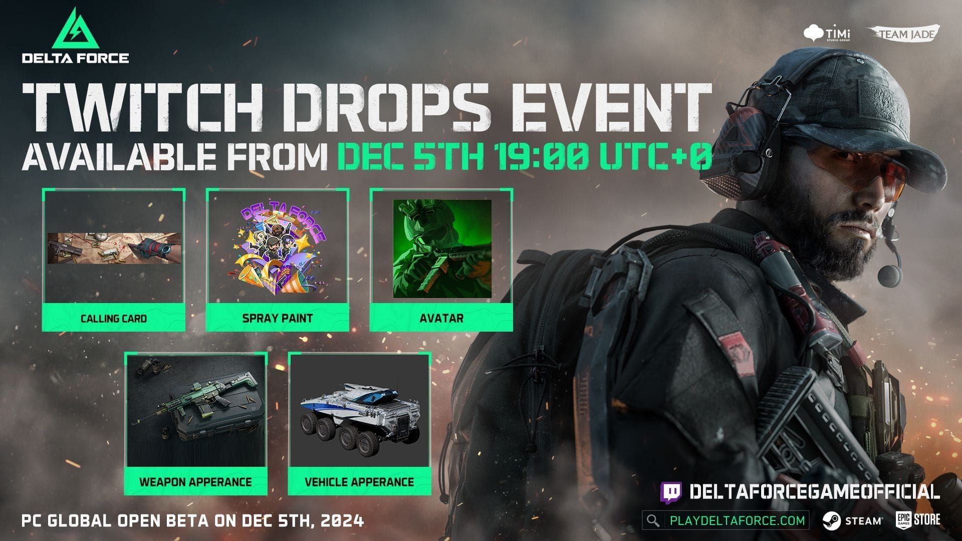 Twitch Drops interface for Delta Force showing account linking process