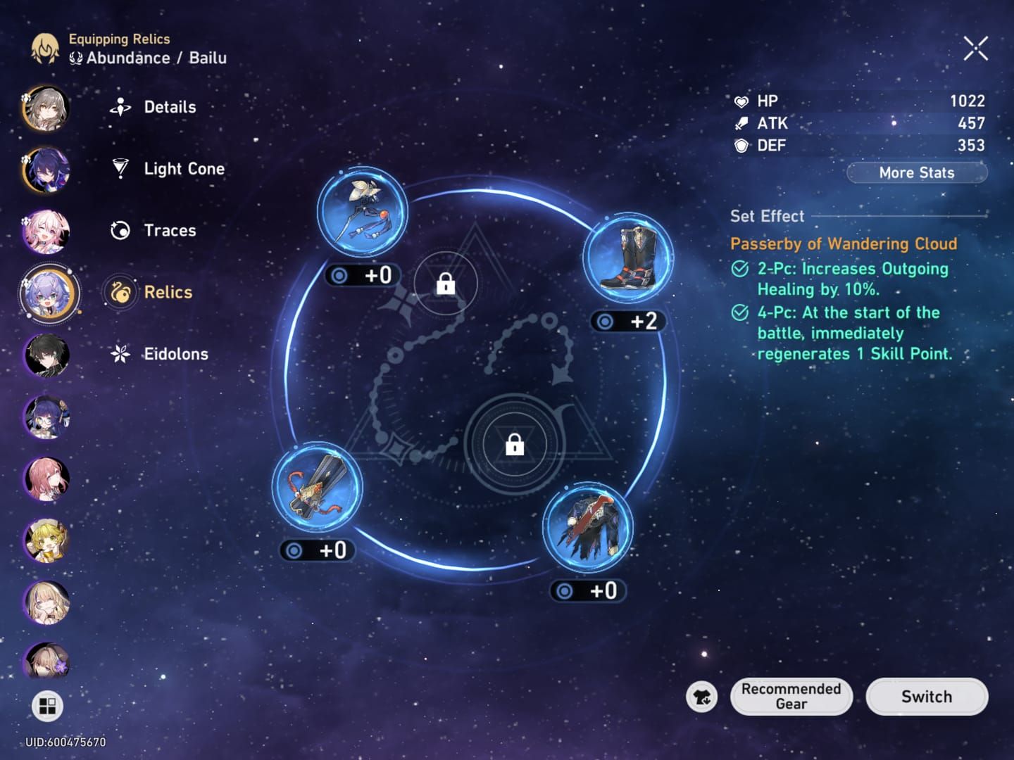 Honkai Star Rail DHIL Asta Tingyun relic and stat build guide