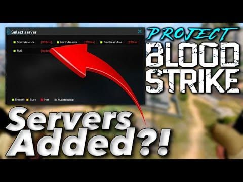 Интерфейс выбора сервера Blood Strike, отображающий значения пинга для разных регионов