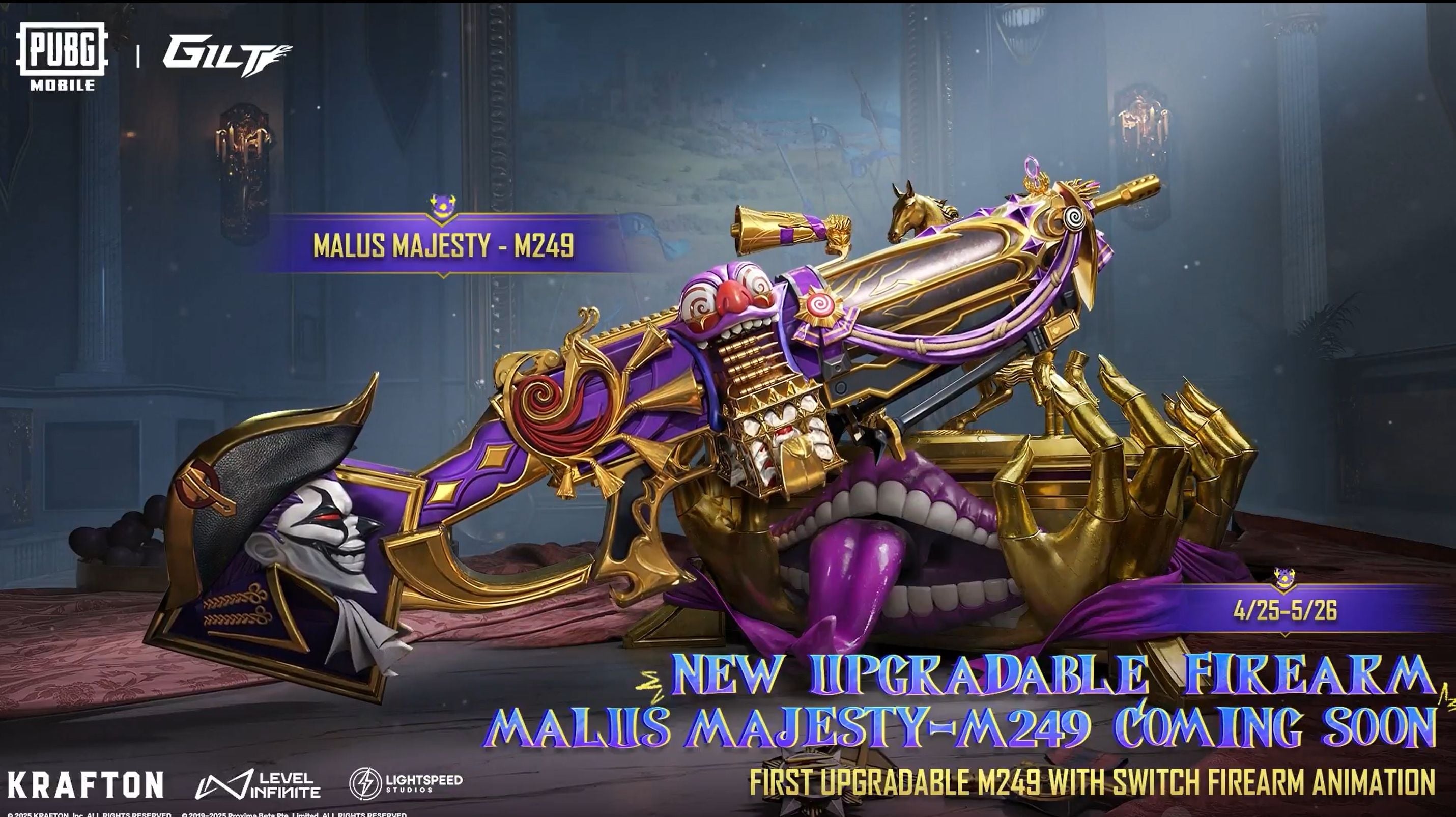 PUBG Mobile Unveils Gilt Set Malus Majesty: M249 Upgradable Firearm with Exclusive Animations