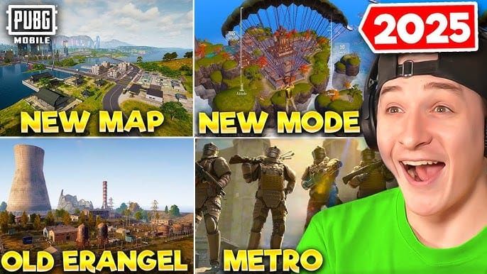 Сравнение карты Эрангеля в PUBG Mobile, показывающее обновления углов арены 2025 года