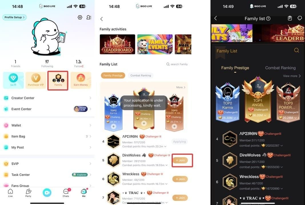 Сравнение заработка и возвратов BIGO Live PK, Семейных гильдий и Агентств