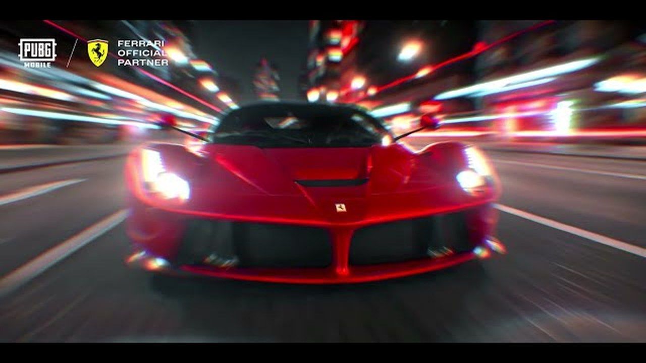 PUBG Mobile x Ferrari official in-game LaFerrari night shot