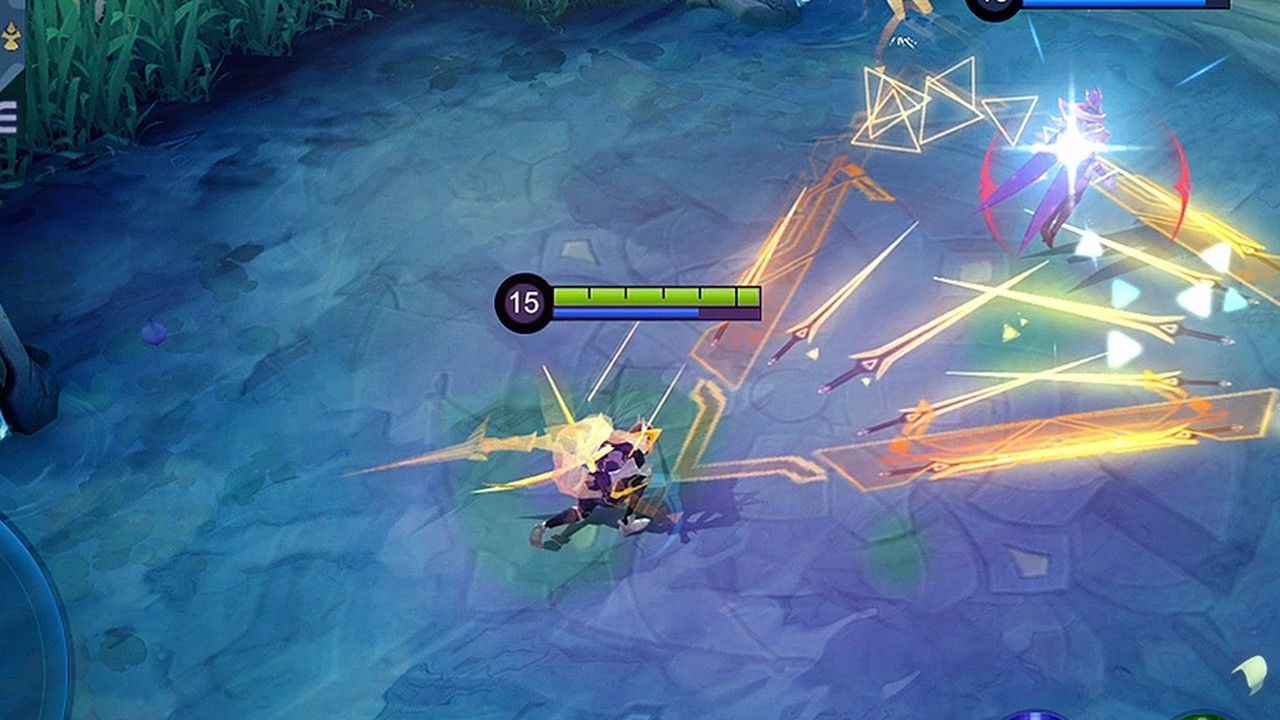 Интерфейс убийцы в Mobile Legends с фиксированным джойстиком и фиксацией цели