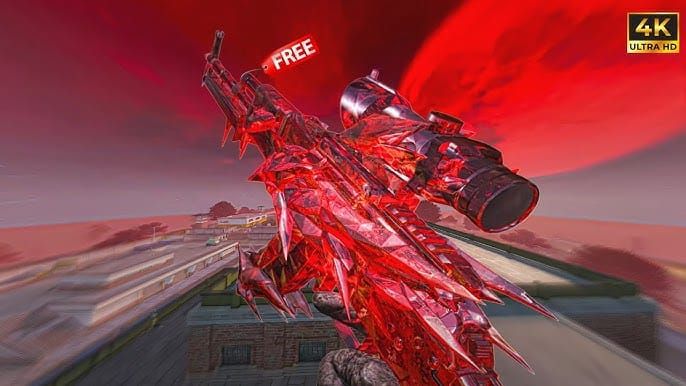 Blood Strike Vermilion Silence RPK light machine gun skin with crimson design and effects
