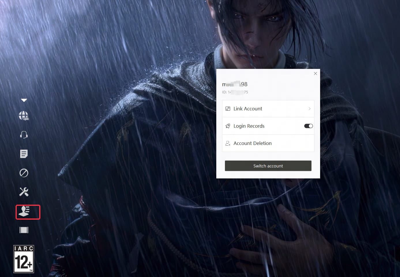 Меню настроек Where Winds Meet с интерфейсом привязки аккаунта User Center для Steam и ПК