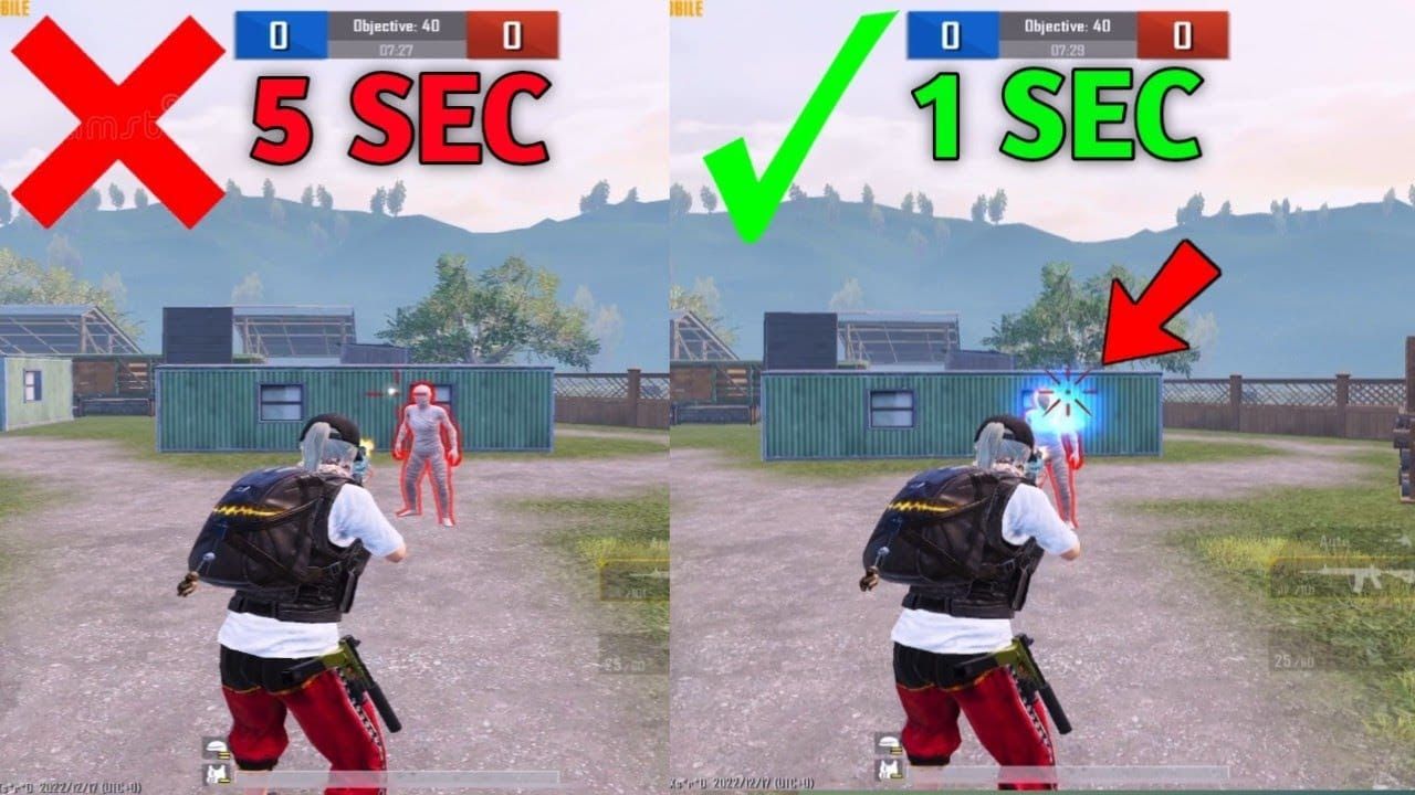 Скриншот игрового процесса PUBG Mobile, показывающий механику прицеливания, связанную с обнаружением аимбота