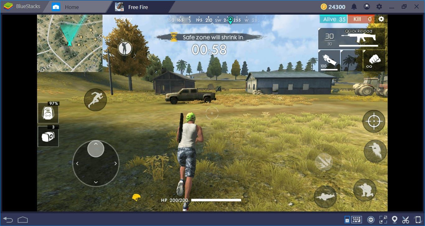 Скриншот Free Fire OB52: пылевой след от невидимого Морса на карте Пергатори