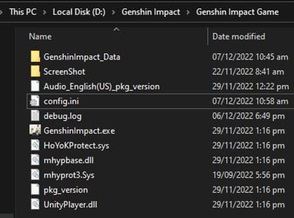 Свойства папки Genshin Impact в Windows после удаления озвучки