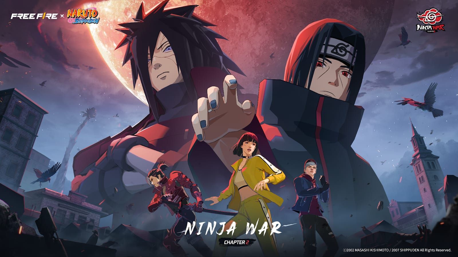 Free Fire NARUTO Clash Squad screenshot with stacked missions