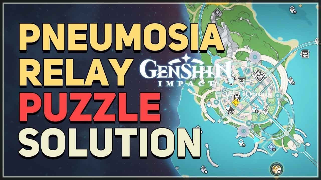Механизм головоломки Реле Пневмусии в Genshin Impact, показывающий балансировку энергии