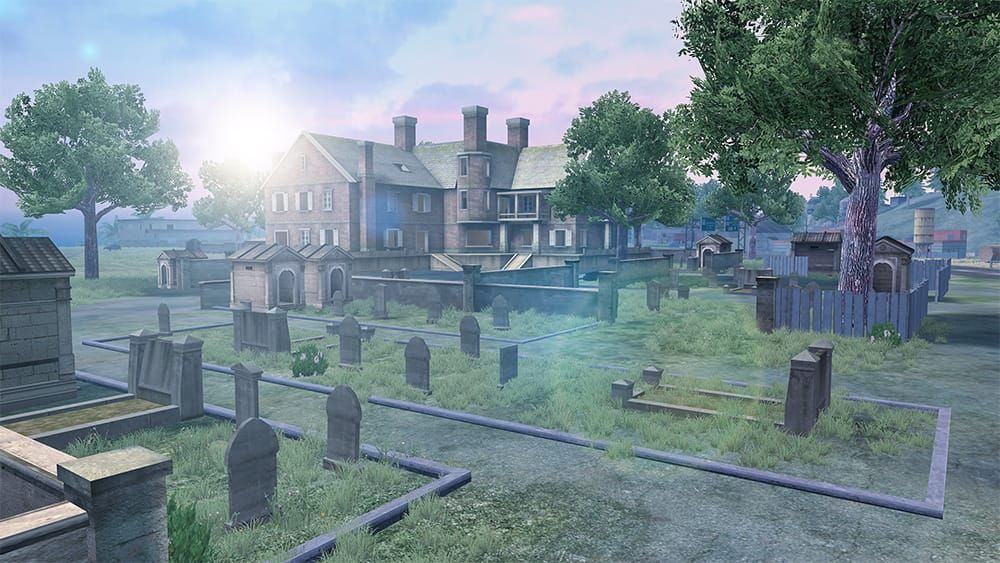 Free Fire Bermuda map highlighting graveyard for Jujutsu Kaisen exorcise curses mission