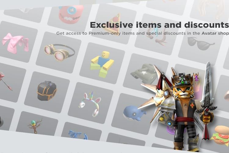 Roblox Avatar Shop interface showing Premium discount and trading perks