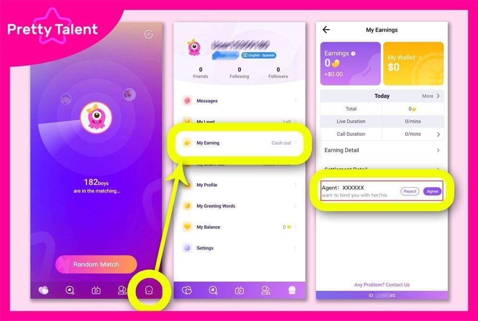 Chamet earnings dashboard interface