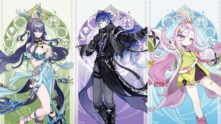 Genshin Impact Version 6.0 new characters Lauma, Aino, and Flins character portraits