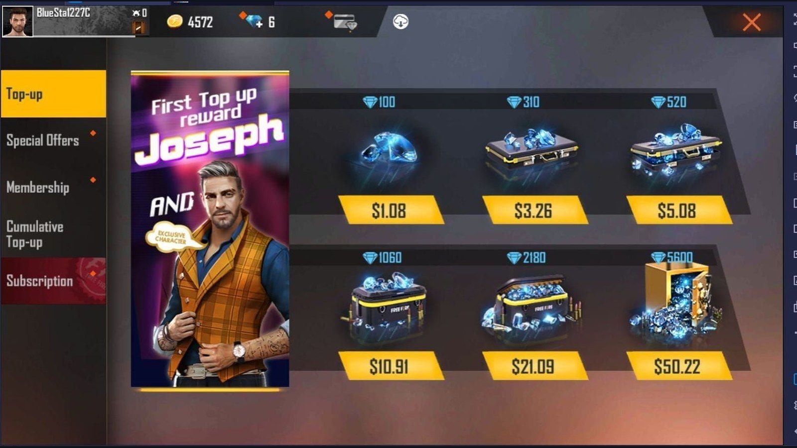 Внутриигровые наборы пополнения алмазов Free Fire в официальном магазине