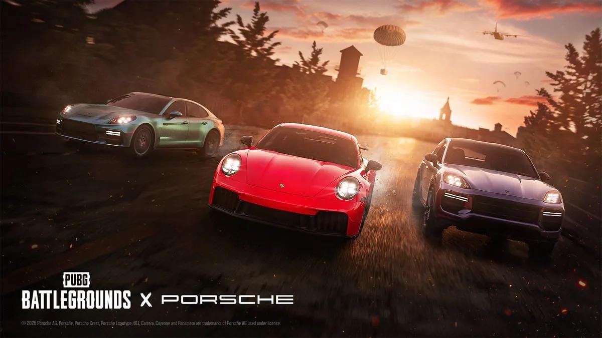 PUBG Mobile Porsche vehicle upgrade system interface showing six tiers of customization options