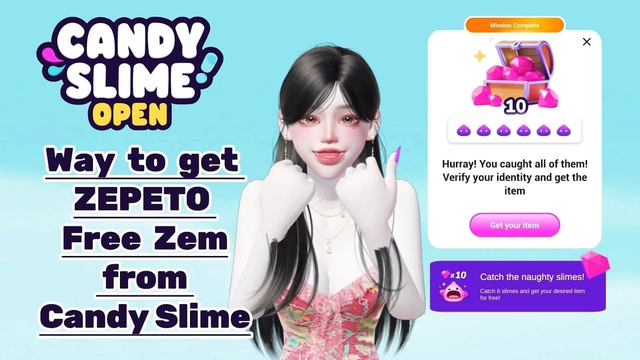 Скриншот события Candy Slime Game в ZEPETO с наградой в 10000 монет