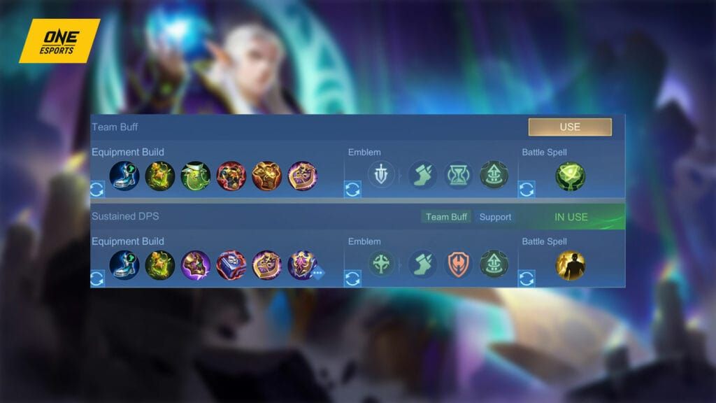Герой Mobile Legends Bang Bang Эстес с полной сборкой предметов поддержки роумера, включая Зачарованный талисман, Оракул, Ледяное господство, Мимолетное время и Бессмертие