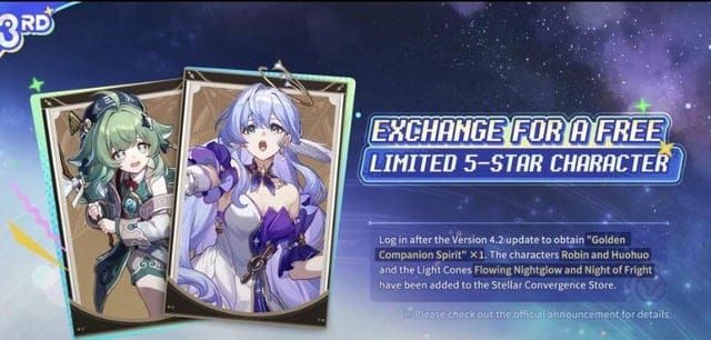 Comparison of Honkai: Star Rail characters Huohuo and Robin for anniversary selector