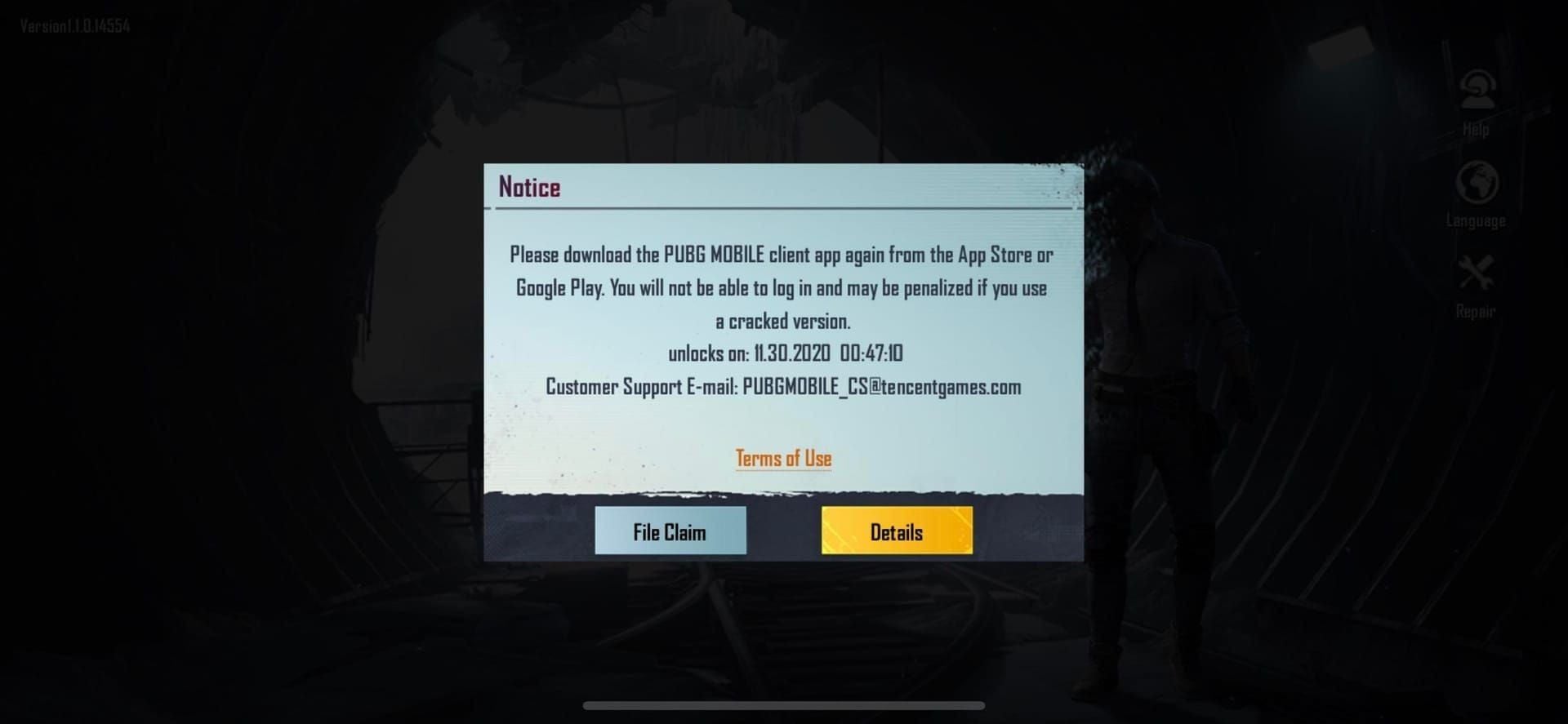 PUBG Mobile customer service appeal submission interface