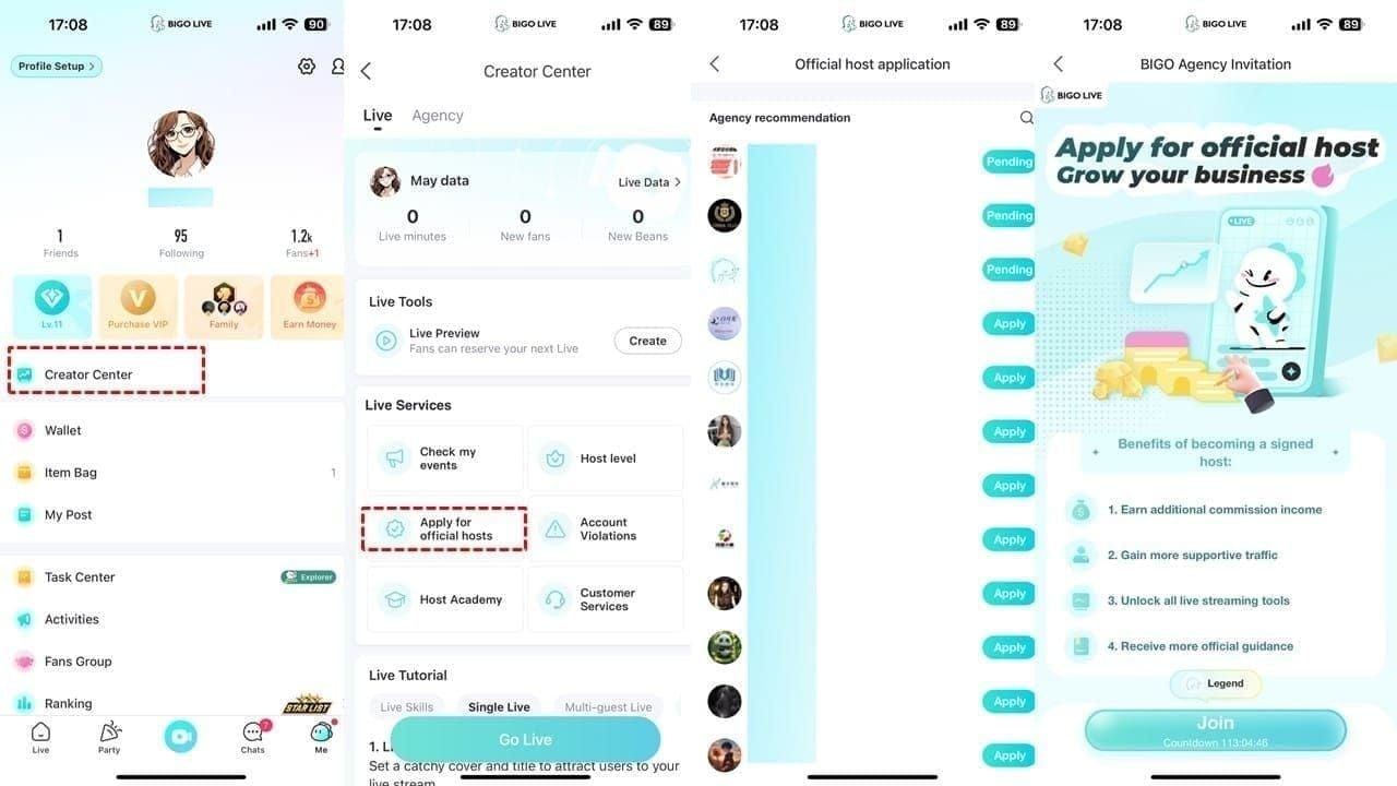 Screenshot of BIGO Live multi-guest room management panel with controls