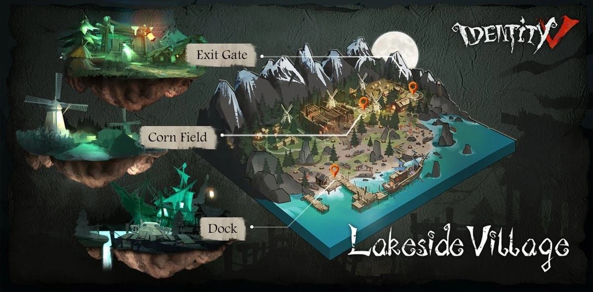 Identity V Lakeside Village map with Matador kiting hotspots