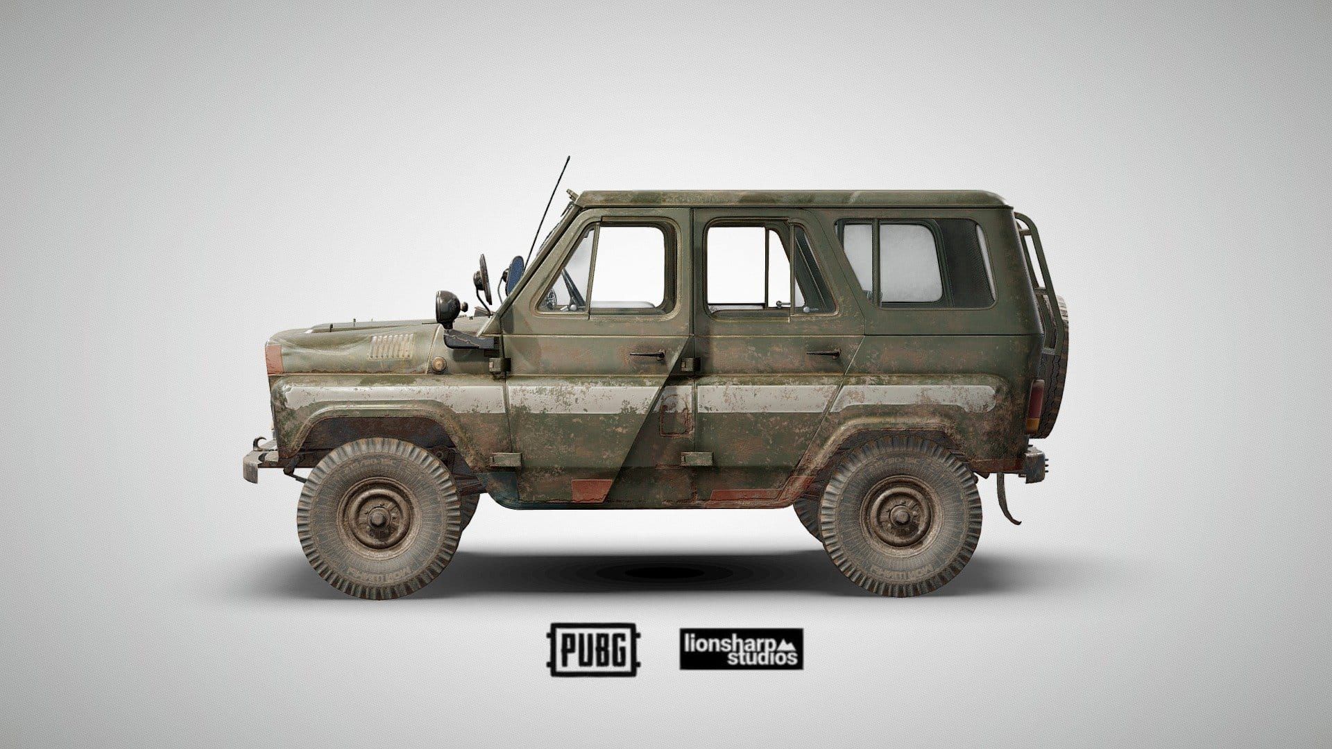 PUBG Mobile UAZ vehicle being used as mobile cover by a squad in late game circle