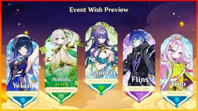 Genshin Impact Phase 2 banner featuring Flins and Е Лань characters