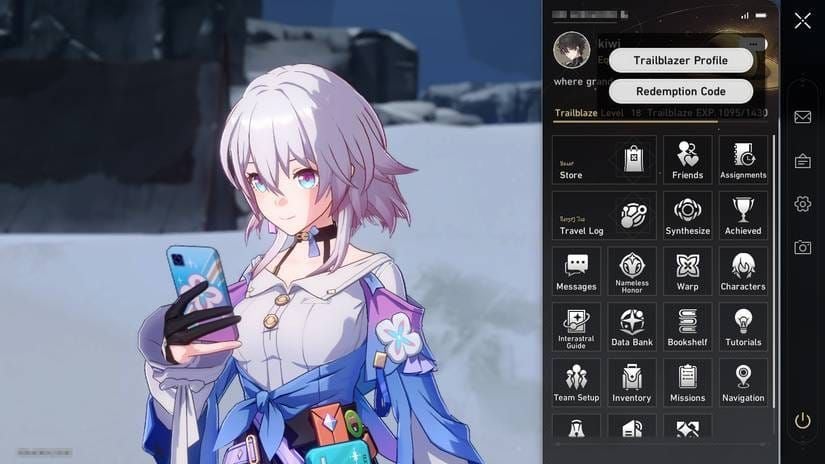 Honkai Star Rail official code redemption website interface
