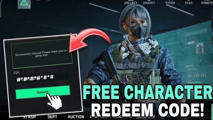Delta Force in-game mailbox displaying received rewards from redeemed codes